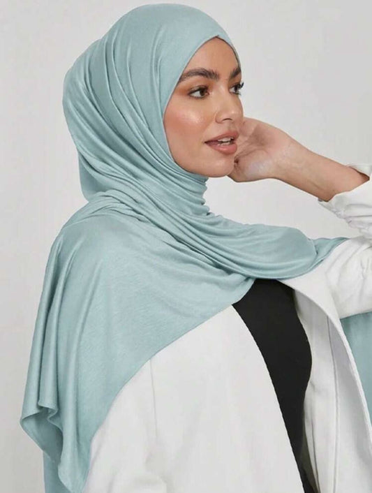 Rayon Cotton Jersey Scarf | Water Blue