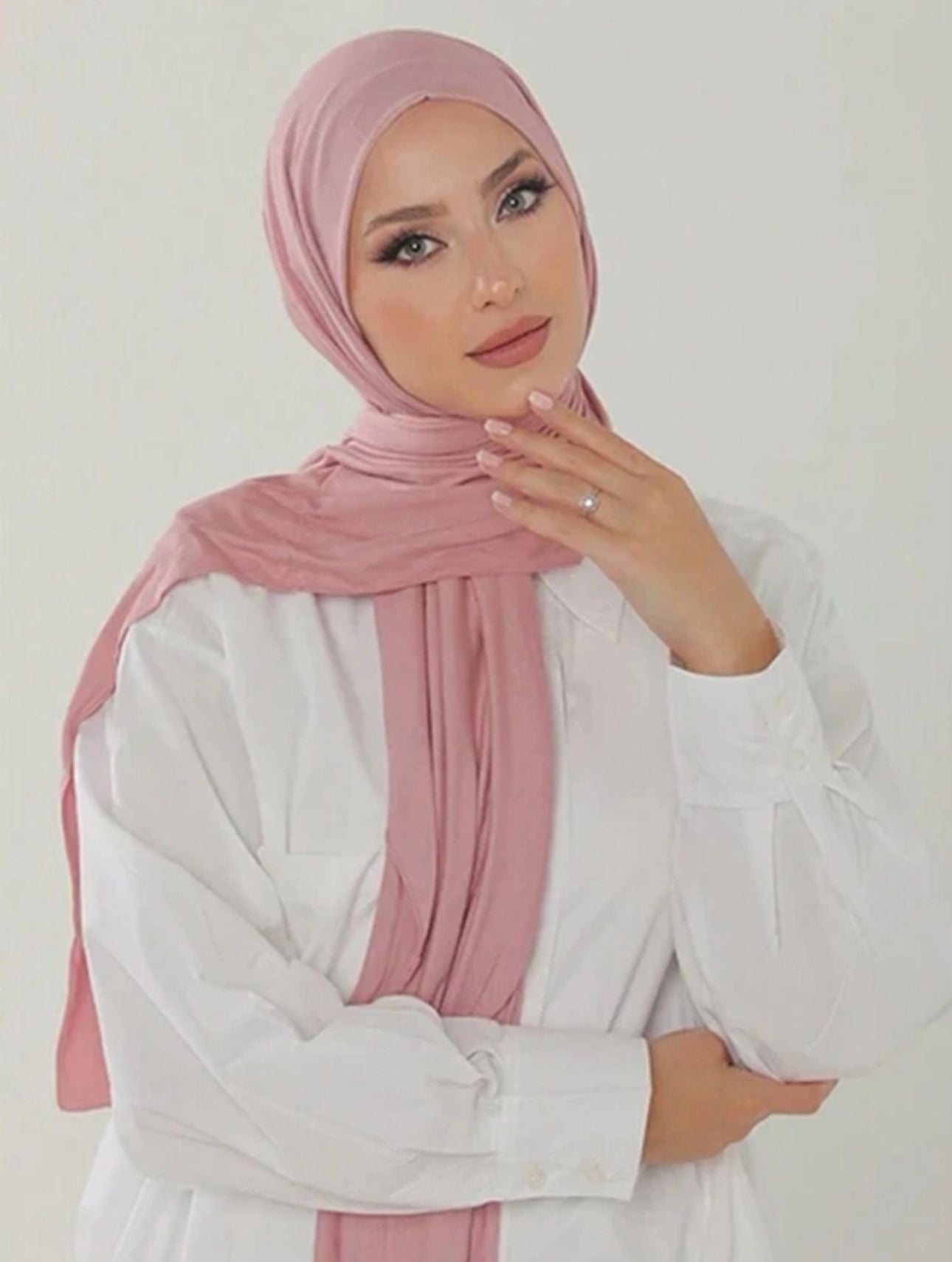 Rayon Cotton Jersey Scarf | Pink