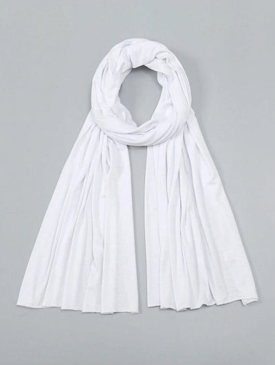 Rayon Cotton Jersey Scarf | White