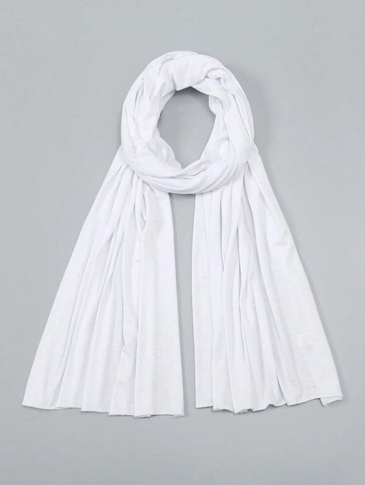Rayon Cotton Jersey Scarf | White