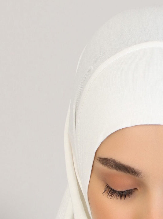 Viscose Instant Muslim Hijab | White Cream