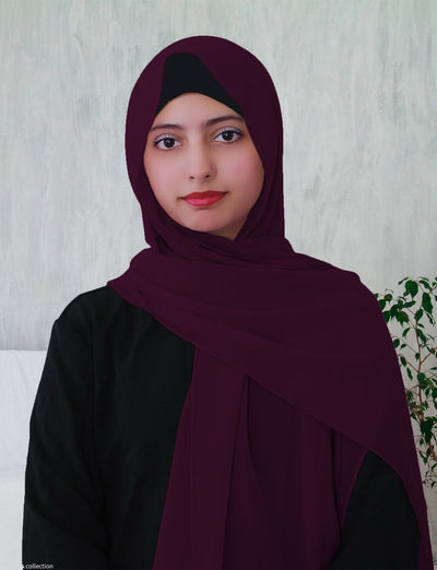 Woman wearing a magenta lightweight classic chiffon hijab — vibrant modest hijab by Ayesha's Collection