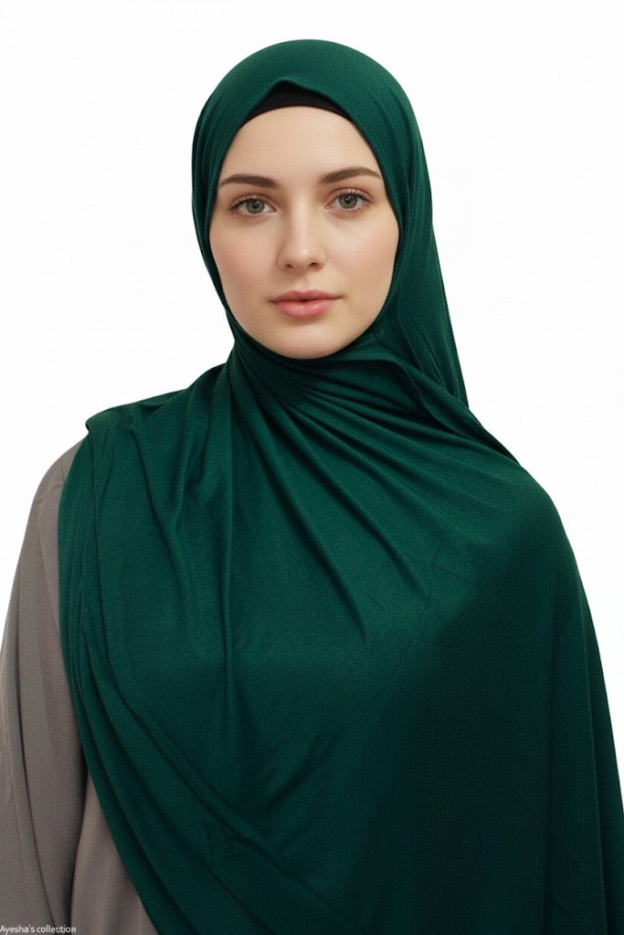 Premium Quality Cotton Jersey Hijab / Shawl | Dark Green