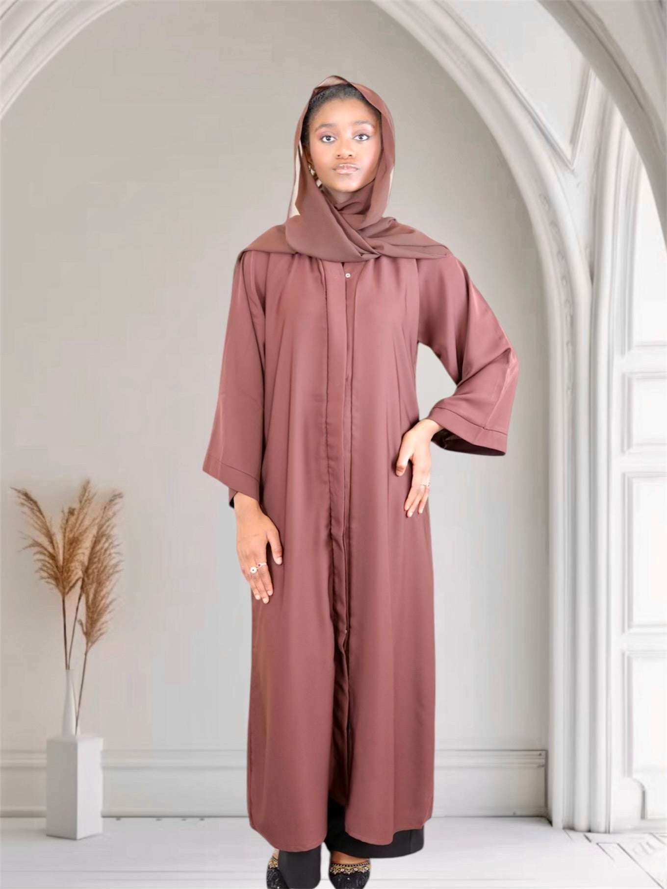 mocha brown women abaya set