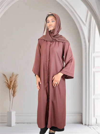 women abaya set in mocha brown