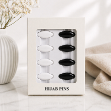 Packaged hijab pins with black and white