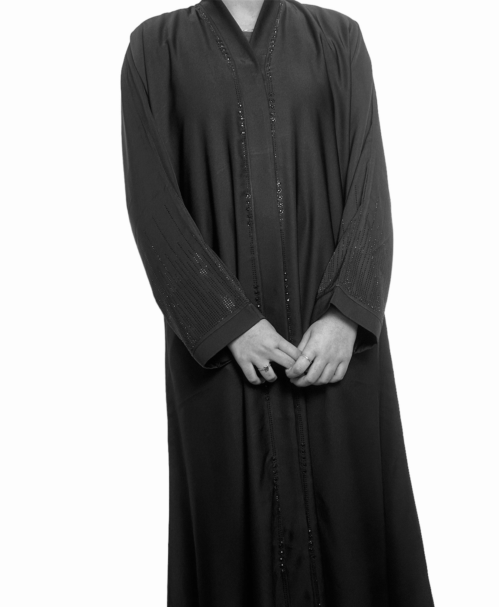 Open Front Button Down Abayas Black - Ayesha’s Collection