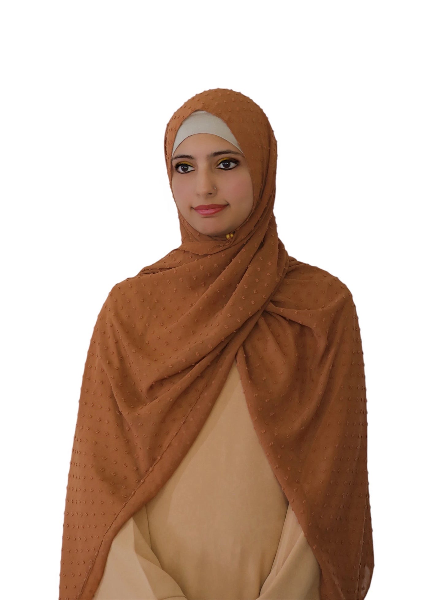 Pom Bubble Chiffon Hijab | Mocha Brown