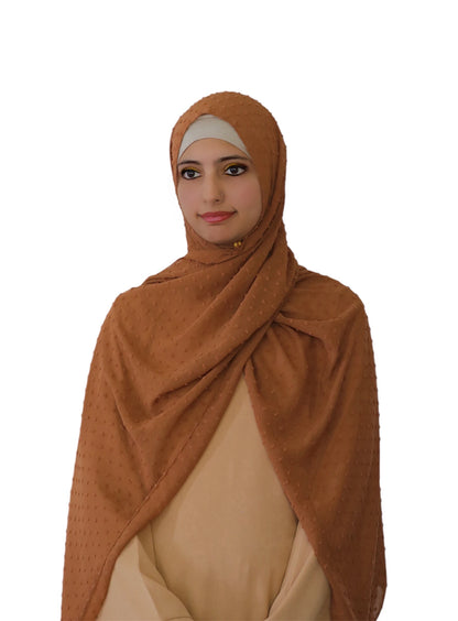 Pom Bubble Chiffon Hijab | Mocha Brown