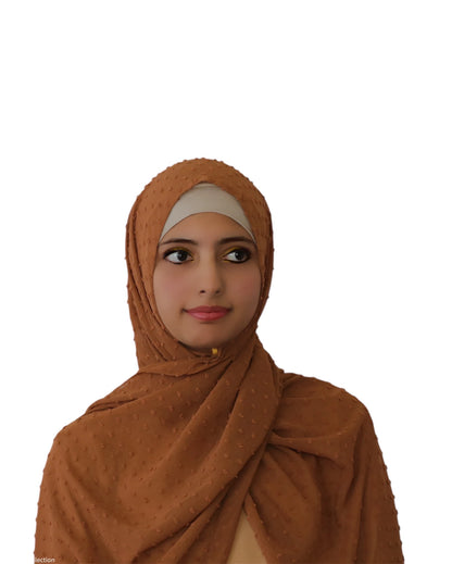 Pom Bubble Chiffon Hijab | Mocha Brown
