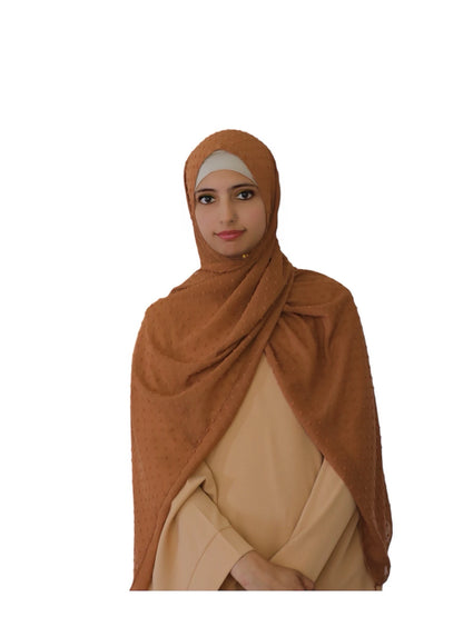 Pom Bubble Chiffon Hijab | Mocha Brown
