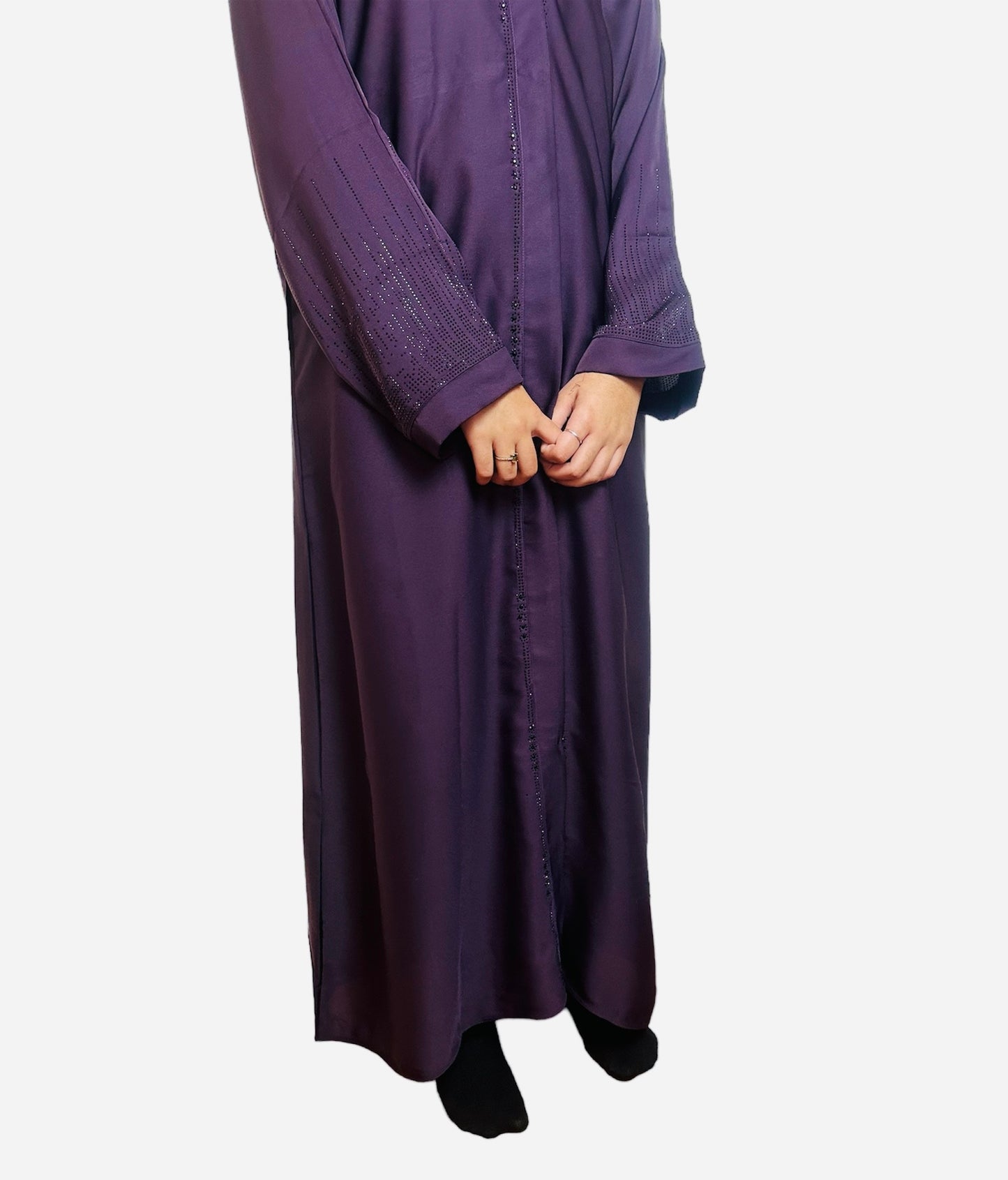 Open Front Button Down Abayas Purple - Ayesha’s Collection