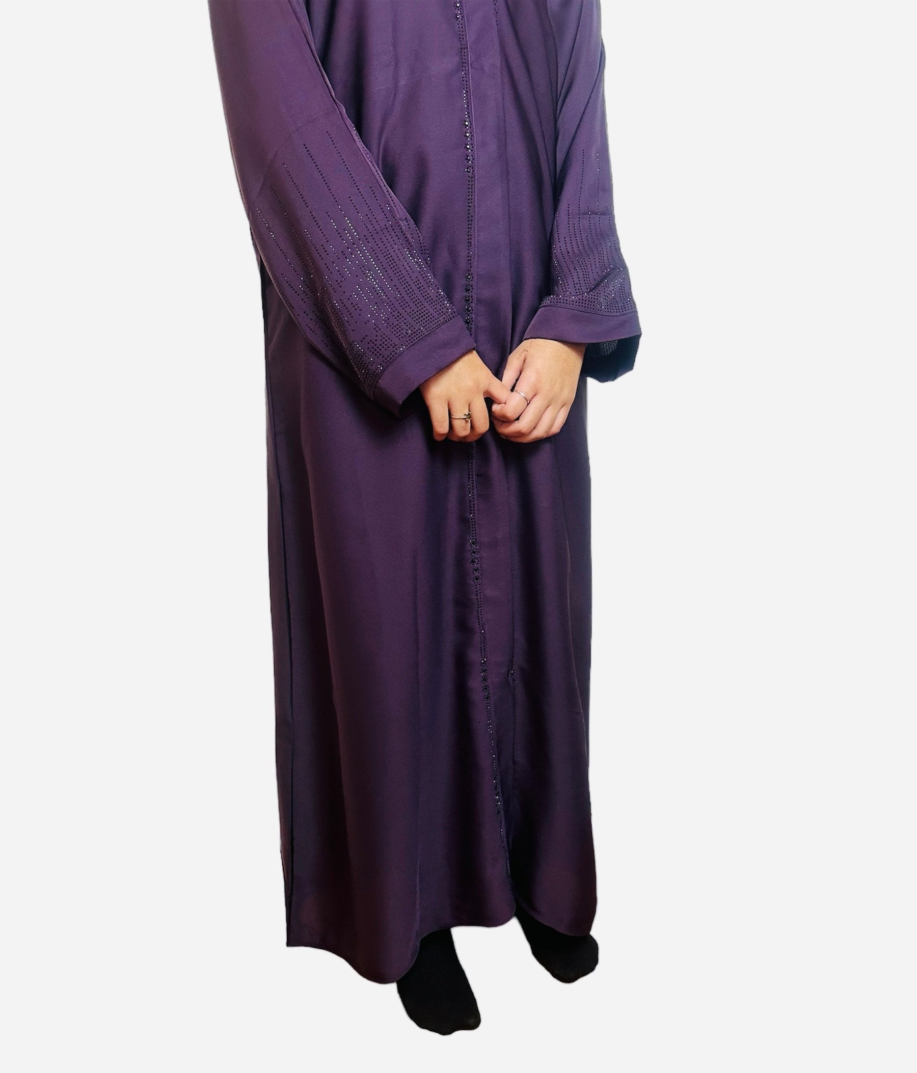 Open Front Button Down Abayas Purple - Ayesha’s Collection
