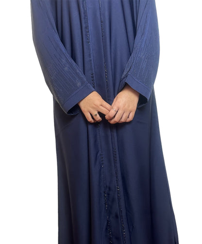 Open Front Button Down Abayas (Blue)