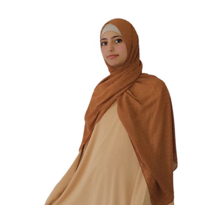 Pom Bubble Chiffon Hijab | Mocha Brown