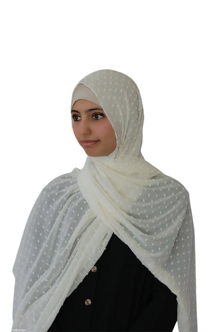 Pom Bubble Chiffon Hijab | Milky White