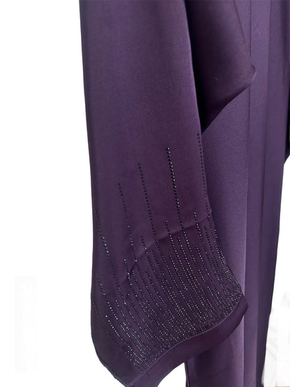 Open Front Button Down Abayas Purple - Ayesha’s Collection