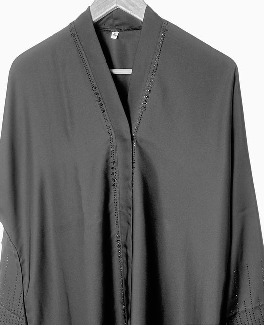 Open Front Button Down Abayas (Black)