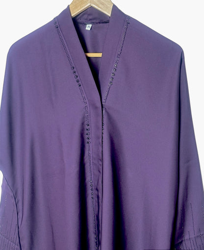 Open Front Button Down Abayas Purple - Ayesha’s Collection