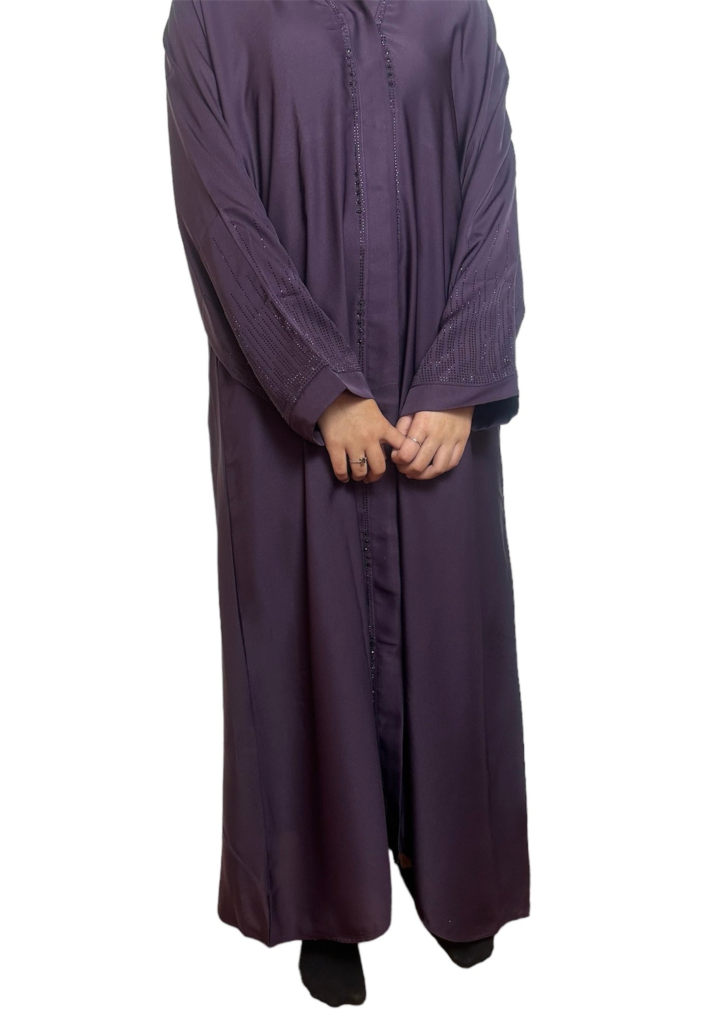 Open Front Button Down Abayas (Purple)