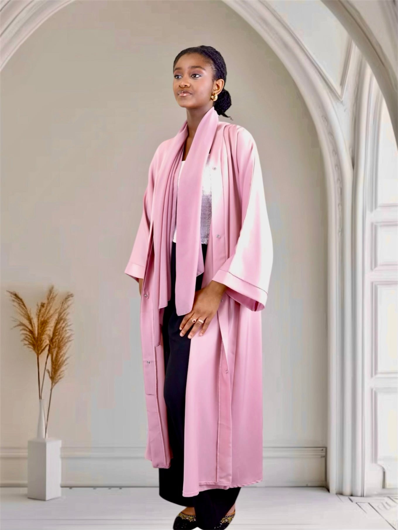 women pink abaya set